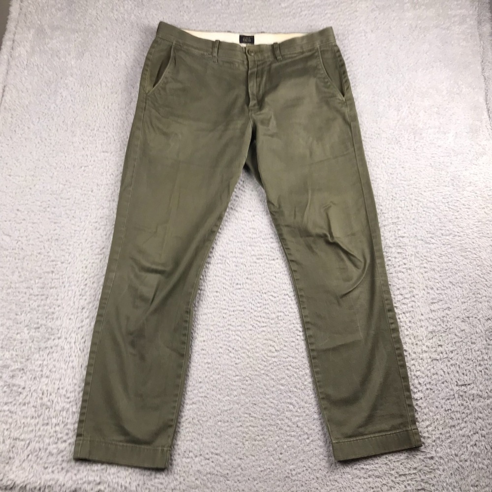 J Crew 770 Stretch Chino Pants Mens 32 (34x28) Washed Army Green